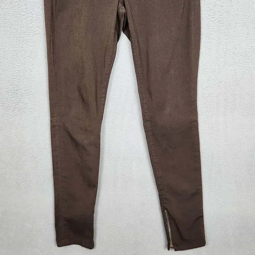 Vince Jeans Womens 30 Brown Expresso Skinny Slim Fit Ankle Zip Calgary Denim
